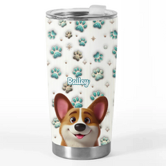 Life's Better With Paws - Dog & Cat Personalized Custom 3D Inflated Effect Printed Tumbler - Gift For Pet Owners. Pet Lovers