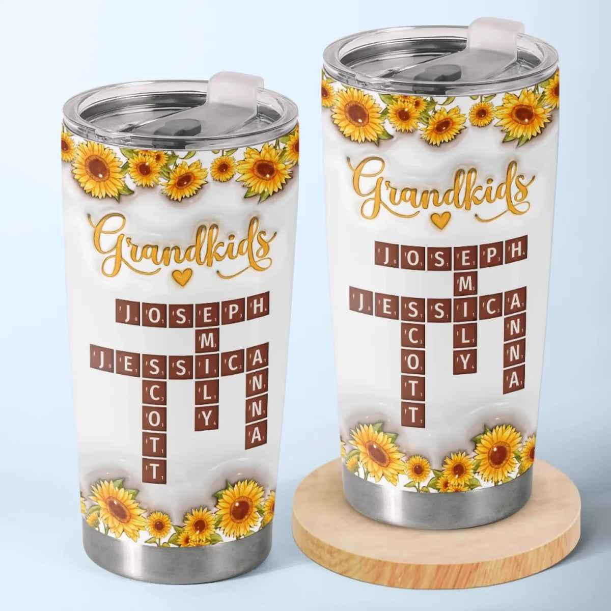 Grandkids Are My Sunshine - Family Personalized Custom 3D Inflated Effect Printed Tumbler - Mother's Day. Gift For Mom. Grandma
