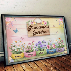 Where Flowers Bloom. So Does Love - Family Personalized Custom Horizontal Poster - Mother's Day. Gift For Mom. Grandma