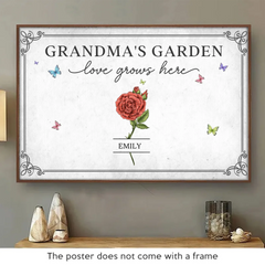 Watered By Hugs & Sunshine - Family Personalized Custom Horizontal Poster - Mother's Day. Gift For Mom. Grandma