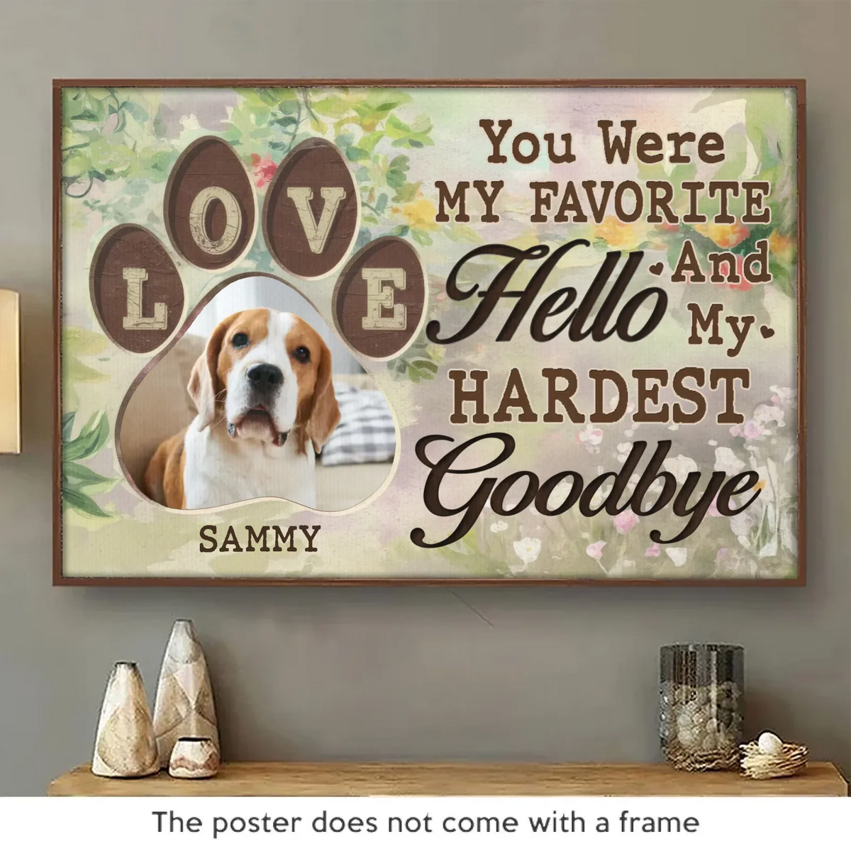 Custom Photo Leaving Pawprints On Our Hearts  - Memorial Personalized Custom Horizontal Poster - Sympathy Gift For Pet Owners. Pet Lovers