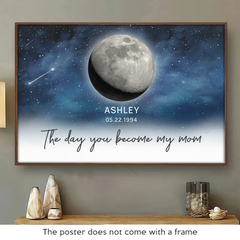 The Days You Became A Mom. Written In The Stars - Family Personalized Custom Horizontal Poster - Mother's Day. Gift For Mom