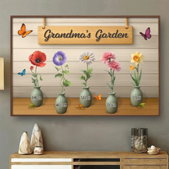 My Garden Of Joy - Family Personalized Custom Horizontal Poster - Mother's Day. Gift For Mom. Grandma