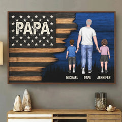 Held By Your Hands. Guided By Your Heart - Family Personalized Custom Horizontal Poster - Father's Day. Gift For Dad. Grandpa