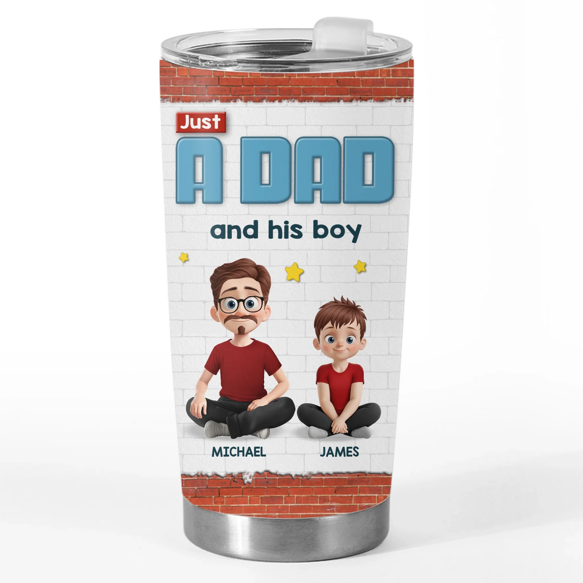 One Dad. One Kid And Infinite Chaos - Family Personalized Custom Tumbler - Father's Day. Gift For Dad