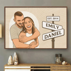 Custom Photo One Love. One Story. Always Us - Couple Personalized Custom Horizontal Poster - Gift For Husband Wife. Anniversary