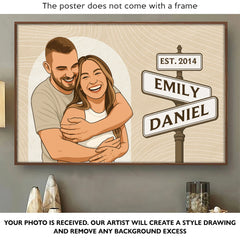 Custom Photo One Love. One Story. Always Us - Couple Personalized Custom Horizontal Poster - Gift For Husband Wife. Anniversary