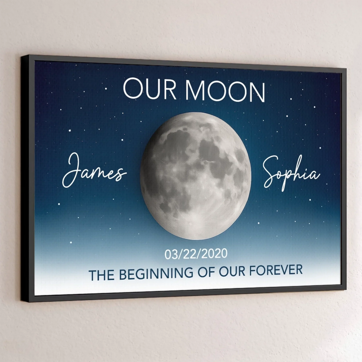 Custom Horizontal Poster - Personalized Anniversary Wedding Gifts For Husband And Wife. Him And Her - Under This Moon Our Story Began