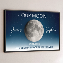 Custom Horizontal Poster - Personalized Anniversary Wedding Gifts For Husband And Wife. Him And Her - Under This Moon Our Story Began