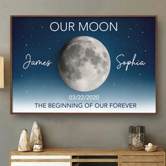 Custom Horizontal Poster - Personalized Anniversary Wedding Gifts For Husband And Wife. Him And Her - Under This Moon Our Story Began