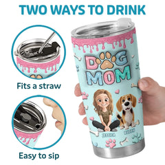 Custom 3D Inflated Effect Printed Tumbler - Personalized Birthday Gifts For Dog Lovers. Dog Dad And Mom - Messy Hair. Furry Hugs