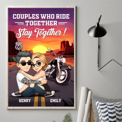Custom Vertical Poster - Personalized Anniversary Wedding Gifts For Husband And Wife. Him And Her. Biker Lovers - Ride Together. Love Forever