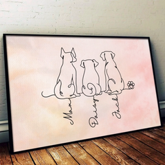 Custom Line Art Horizontal Poster - Personalized Pet Memorial Sympathy Gifts For Dogs - Furry Souls. Endless Love