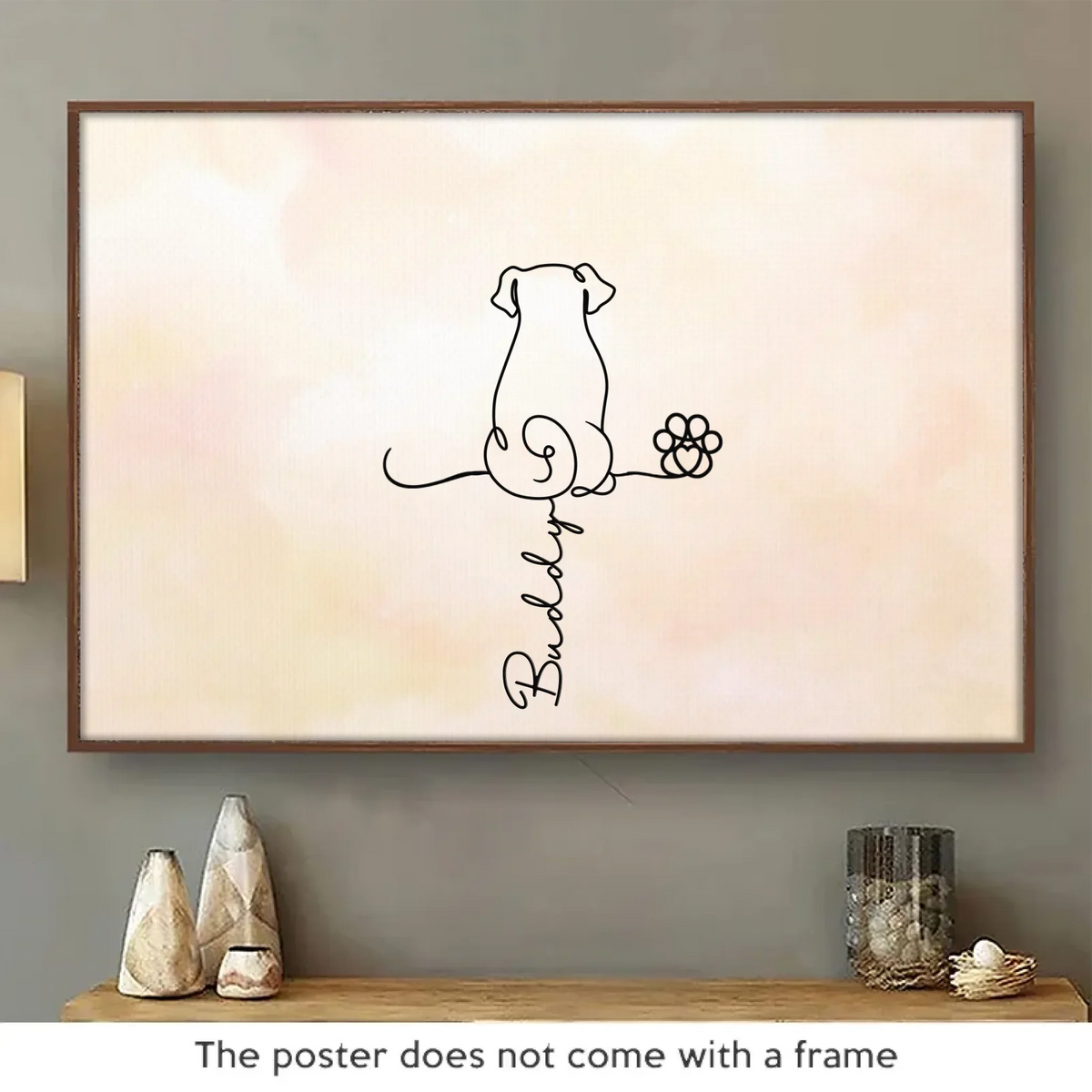 Custom Line Art Horizontal Poster - Personalized Pet Memorial Sympathy Gifts For Dogs - Furry Souls. Endless Love