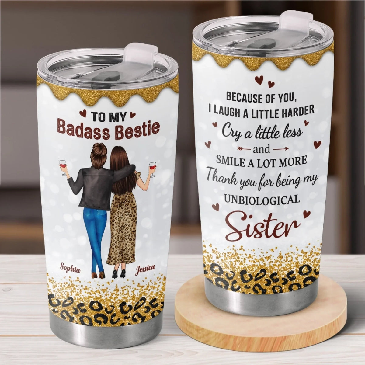 Custom Tumbler - Personalized Best Friend Birthday Gifts For Women. Besties. Sisters. BFF - Our Friendship Our Vintage