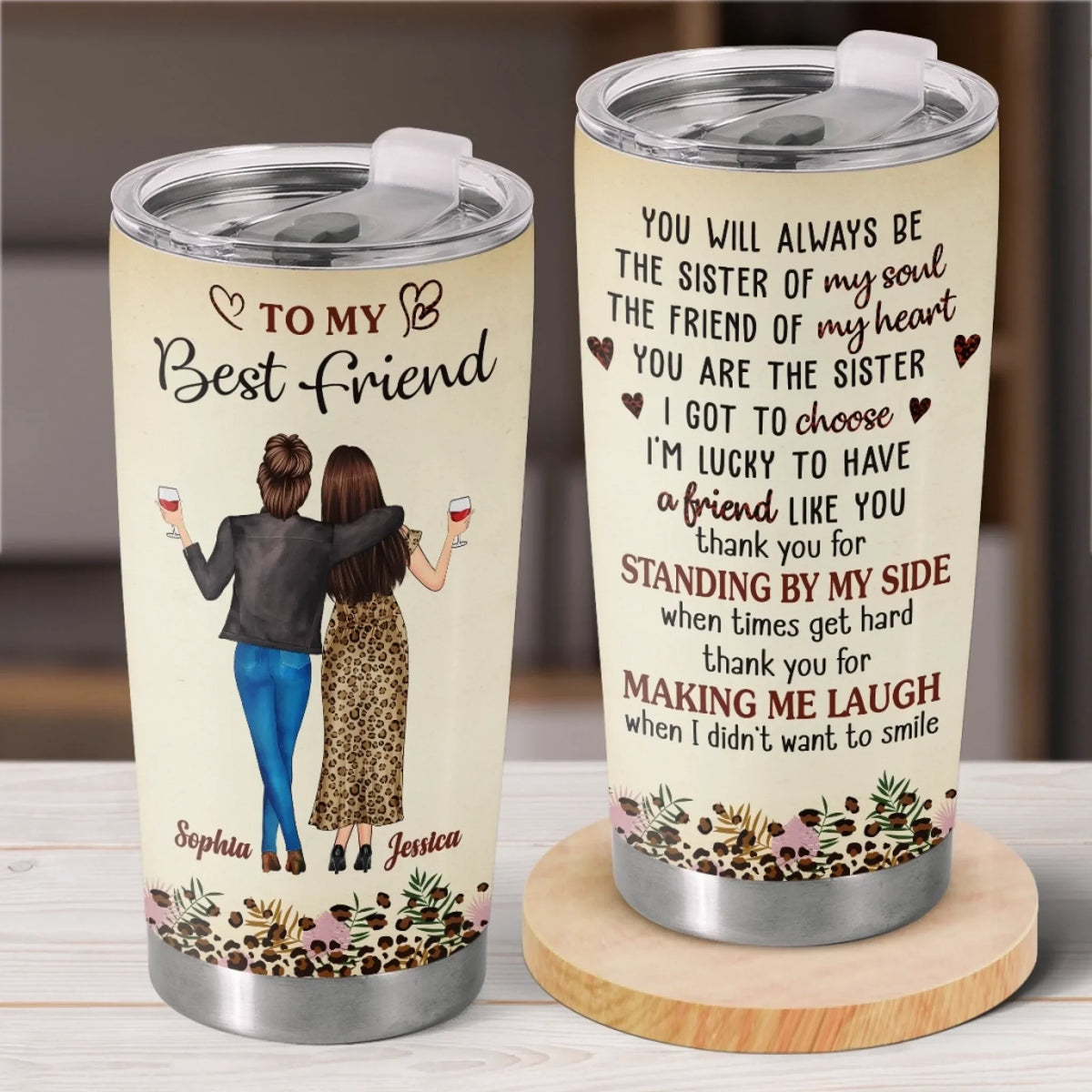 Custom Tumbler - Personalized Best Friend Birthday Gifts For Women. Besties. Sisters. BFF - Besties Fuel Each Other