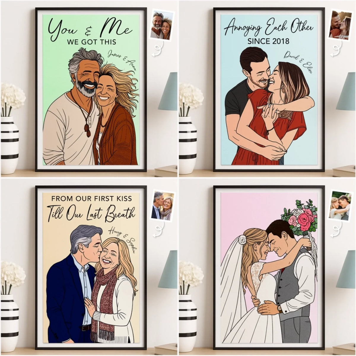 Custom Photo Vertical Poster - Personalized Anniversary Wedding Gifts For Husband And Wife. Him And Her - Together Feels Like Magic