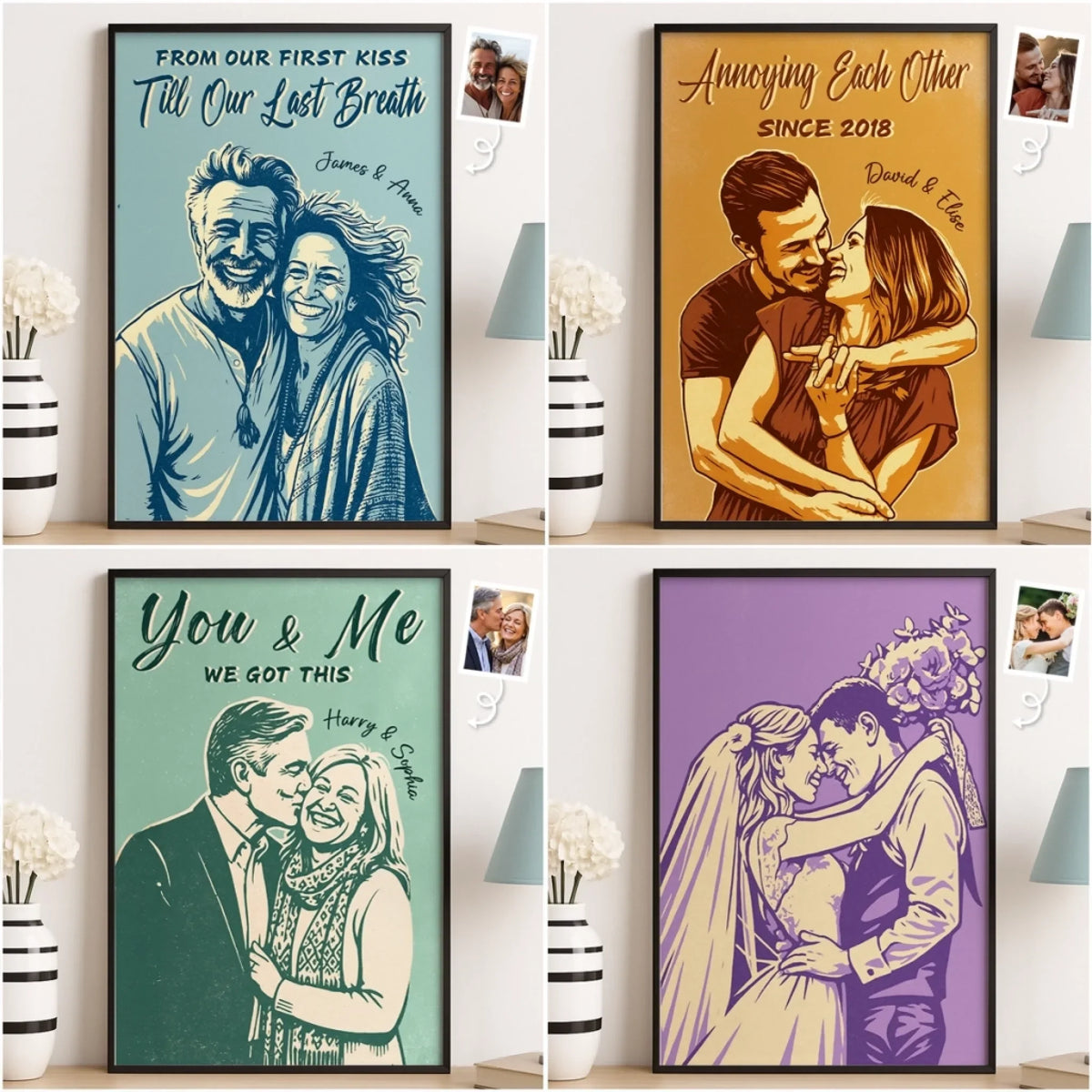 Custom Photo Vertical Poster - Personalized Anniversary Wedding Gifts For Husband And Wife. Him And Her - Our Connection Just Feels Right