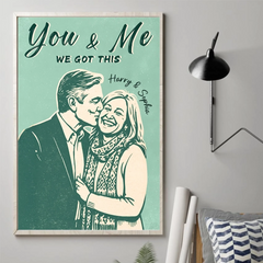 Custom Photo Vertical Poster - Personalized Anniversary Wedding Gifts For Husband And Wife. Him And Her - Our Connection Just Feels Right