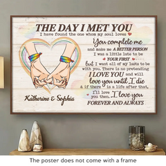 The Day I Met You I Have Found The One Whom My Soul Loves - Couple Personalized Custom Horizontal Poster - Gift For Husband Wife. Anniversary. LGBTQ+