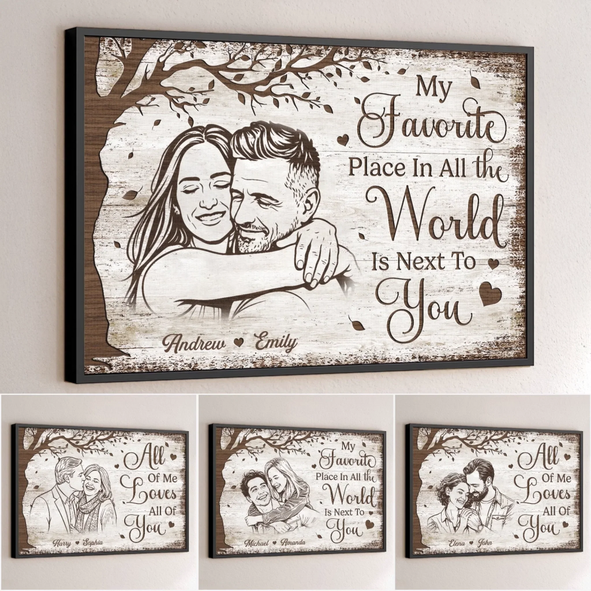 Custom Photo Horizontal Poster - Personalized Anniversary Wedding Gifts For Husband And Wife. Him And Her - Love Grows With You