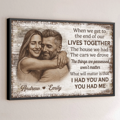 Custom Photo Horizontal Poster - Personalized Anniversary Wedding Gifts For Husband And Wife. Him And Her - Together We Feel Safe