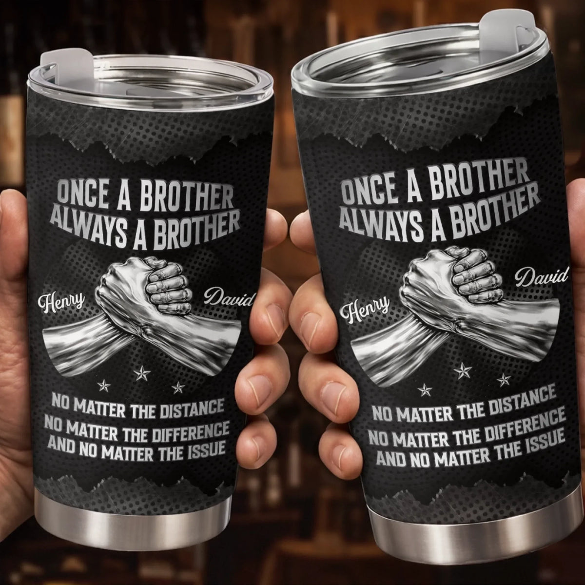 Custom Tumbler - Personalized Birthday Gifts For Brother - Brothers Stronger Than Time
