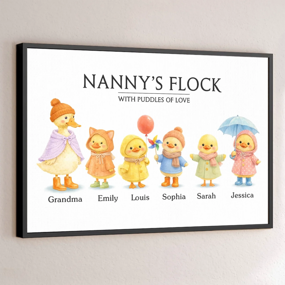Custom Horizontal Poster - Personalized Mother's Day Birthday Gifts For Mom. Grandma - With All My Ducklings