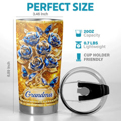Custom Rose Tumbler - Personalized Mother's Day Birthday Gifts For Mom. Grandma - Golden Love. Golden Mom