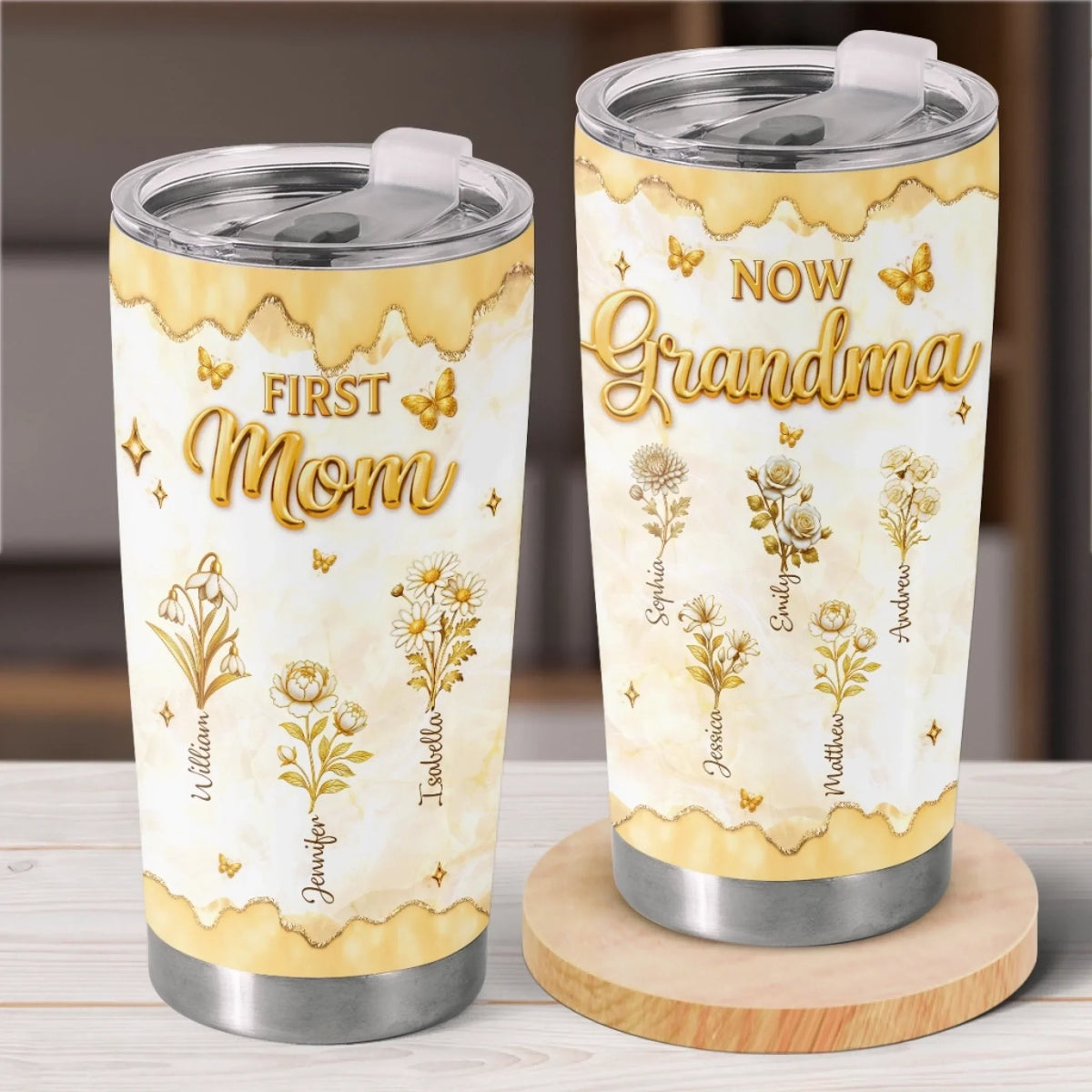 Custom Tumbler - Personalized Mother's Day Birthday Gifts For Mom. Grandma - A Garden Of Love