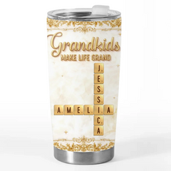 Custom Scrabble Tumbler - Personalized Mother's Day Birthday Gifts For Mom. Grandma - Queen Of Our Family