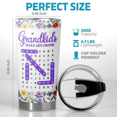 Custom Word Search Puzzle 3D Inflated Effect Printed Tumbler - Personalized Mother's Day Birthday Gifts For Mom. Grandma - Sweet Names. Sweeter Memories