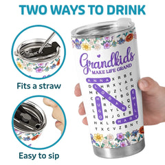 Custom Word Search Puzzle 3D Inflated Effect Printed Tumbler - Personalized Mother's Day Birthday Gifts For Mom. Grandma - Sweet Names. Sweeter Memories