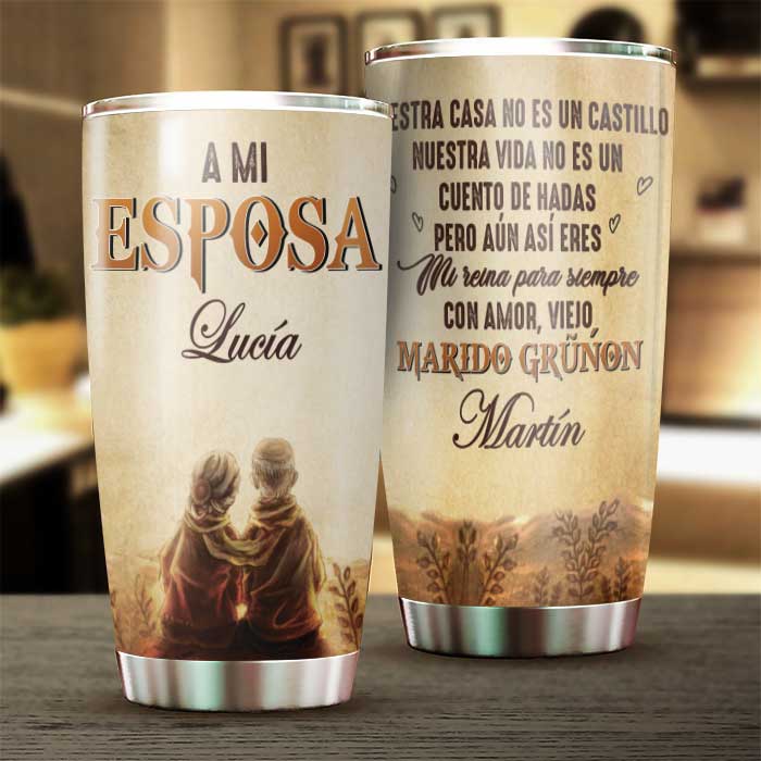 A Mi Esposa - Eres Mi Reina Para Siempre - Gift For Couples. Husband Wife - Personalized Tumbler Spanish