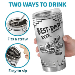 Custom 3D Inflated Effect Printed Tumbler - Personalized Father's Day Birthday Gifts For Dad. Grandpa - Strong Coffee. Strong Dad