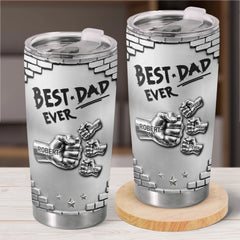 Custom 3D Inflated Effect Printed Tumbler - Personalized Father's Day Birthday Gifts For Dad. Grandpa - Strong Coffee. Strong Dad
