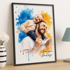Custom Photo Vertical Poster - Personalized Father's Day Birthday Gifts For Dad. Grandpa - Dad Makes The World Brighter
