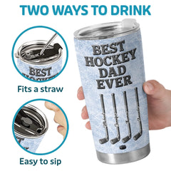 Custom Hockey Tumbler - Personalized Father's Day Birthday Gifts For Dad. Grandpa. Hockey Lovers. Sports Fans. Sports Lovers - Best Hockey Dad Ever