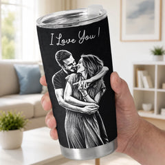 Custom Photo Tumbler - Personalized Anniversary Wedding Gifts For Husband And Wife. Him And Her - Better Together