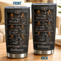 Custom Biker Tumbler - Personalized Birthday Gifts For Husband. Son. Grandson. Brother. Grandpa. Dad. Yourself - Live To Ride Ride To Live