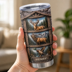 Custom Tumbler - Personalized Birthday Hunting Gifts For Hunters. Husband. Son. Grandson. Brother. Grandpa. Dad. Yourself - Born To Hunt And Explore
