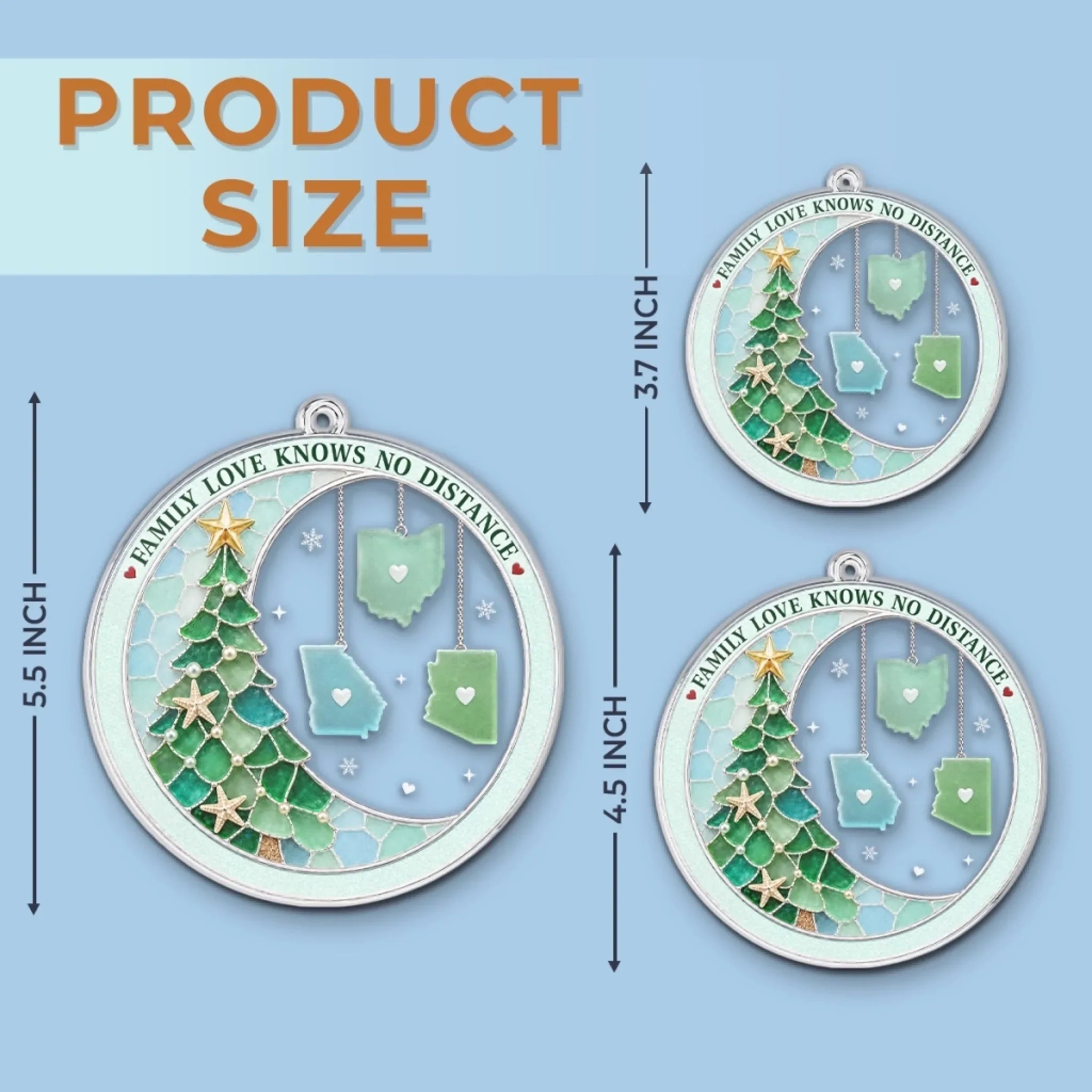 Custom Long Distance Acrylic Ornament - Connected By Heart Never Apart