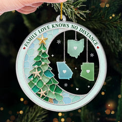 Custom Long Distance Acrylic Ornament - Connected By Heart Never Apart