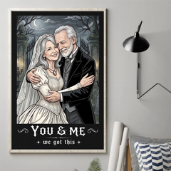 Custom Photo Gothic Vertical Poster - Personalized Halloween Anniversary Wedding Gifts For Husband And Wife. Him And Her - Hauntingly Sweet Love