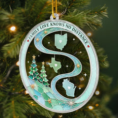 Custom Long Distance Acrylic Ornament - Our Hearts Are Connected