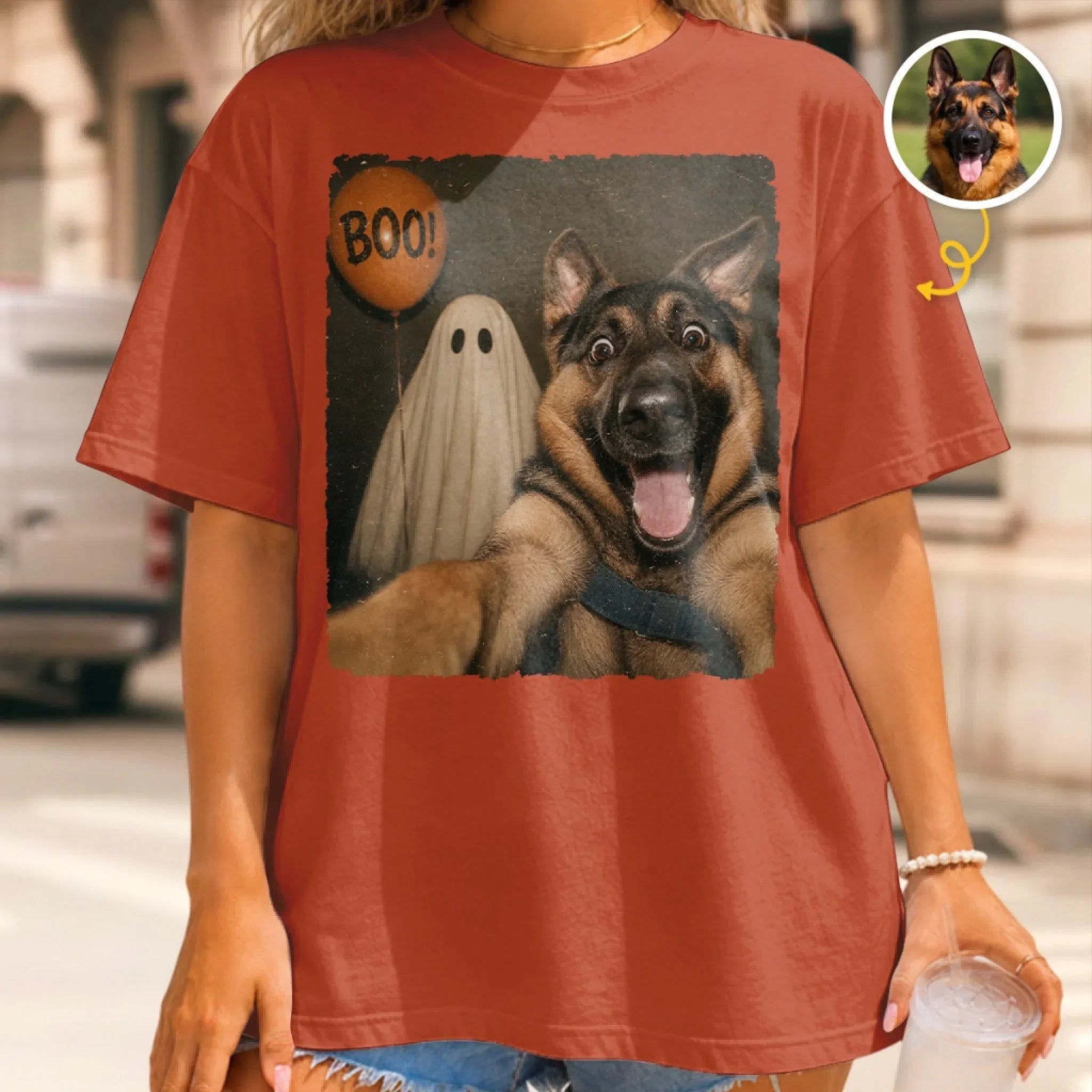 Custom Photo Funny Comfort T-Shirt - My Pet Says Boo