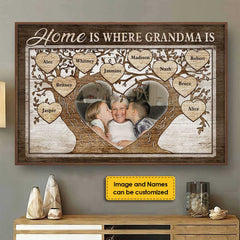 Home Is Where Grandma Is - Upload Image. Gift For Mom. Grandma - Personalized Horizontal Poster