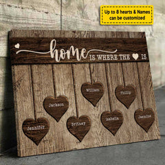 Home Is Where The Heart Is - Personalized Horizontal Canvas - Gift For Couples. Husband Wife