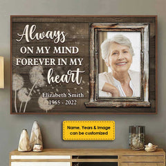 You're Always On My Mind & Forever In My Heart - Upload Image. Personalized Horizontal Poster