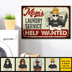 Mom's Laundry Service Help Wanted - Gift For Mom. Personalized Horizontal Poster